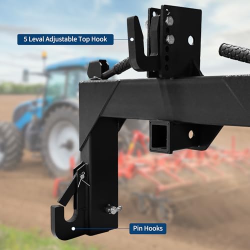Garvee 3 Point Quick Hitch with 2" Receiver – 5-Level Quick Adjust Bolts - color: Black-1