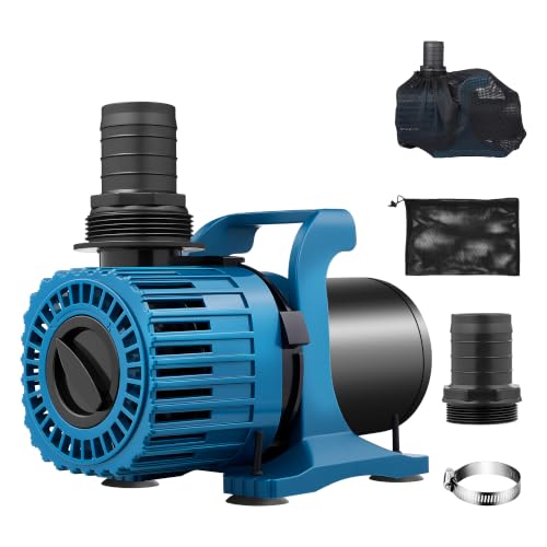 TONGCHANT 620W Pond Pump, Adjustable Flow 1500-9000 GPH & 28FT Lift | Submersible water pump for pond fountain & waterfall, 180° rotatable outlet, filter bag & 20FT cord, ultra quiet, UL listed - size: 9000GPH-620W