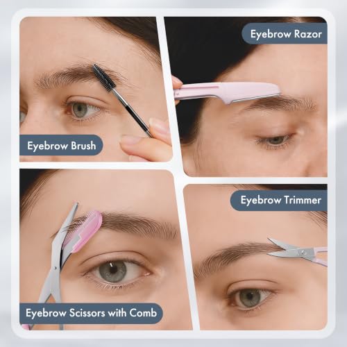 Tweezers for Women Facial Hair, Eyebrow Kit with Tweezers for Women and Men, 8 Pack Precision Tweezers Set, Splinter, Ingrown Hair Removal Kit, Stainless Steel Tweezers for Eyebrow, Light Pink - color: Light Pink - 8 Pack
