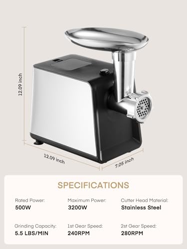 FOHERE Electric Meat Grinder for Home Use 3200W Max Heavy duty