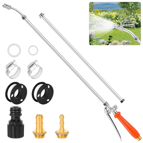 29"-44" All Metal Replacement Sprayer Wand, Suitable for 1/2" Hose Quick Connector, 1/4" & 3/8" & 1/2" Brass Barb Spray Wand, Built-in Shut Valve Stainless Steel Spray Wand - color: 44" Sprayer Wand
