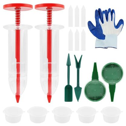 Seed Planter Kit Mini Dispenser Sower Dibber Widger 7pc Set