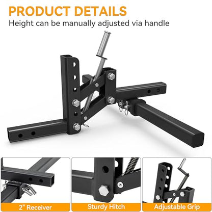 YINTATECH 50" ATV Manual Implement Lift, 1-Point Implement Lift System | Fits 2 Inch Receiver, UTV Implement Lift with Adjustable Height for Rake Scraper Blade Disc Plow Cultivators Implement