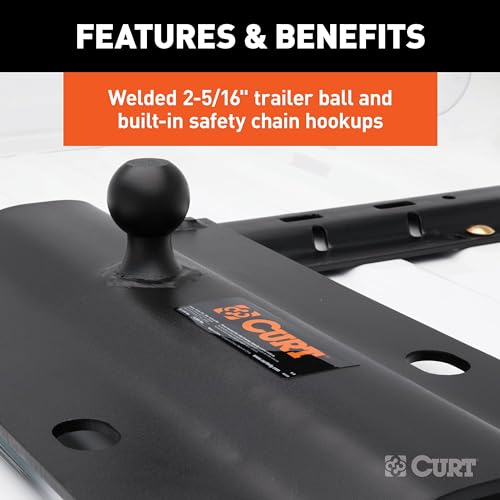 CURT 16055 5th Wheel Rail Gooseneck Hitch, 25,000 lb, 3" Offset