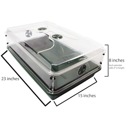 EarlyGrow 93774 Domed Propagator, 1 Height Extender, Green - size: 1 Side Extender with no Clip Set