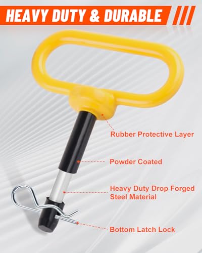 2Pack 1/2 x 3 Trailer Hitch Pin, Trailer Tow Hitch Pin and Clip - color: YELLOW, size: 2-Pack