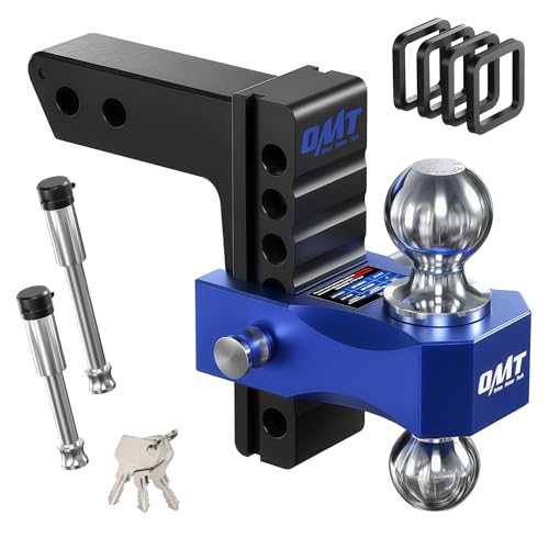 OMT Adjustable Trailer Hitch, 2 Inch Receiver, 12500 LBS Drop Hitch - color: Black-Blue, size: 2" Shank & 6" Drop