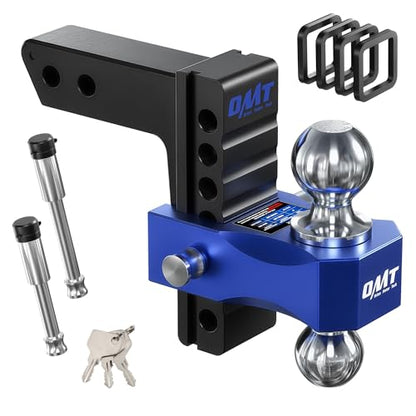 OMT Adjustable Trailer Hitch, 2 Inch Receiver, 12500 LBS Drop Hitch - color: Black-Blue, size: 2" Shank & 6" Drop