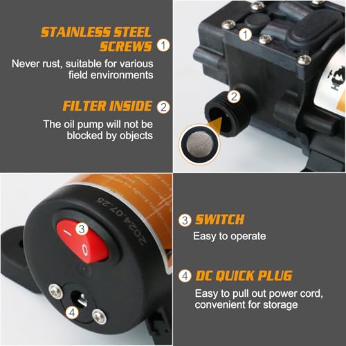 Portable DC 12V 75W Electric Gasoline Transfer Pump, Moves Up to 110 Gallons of Gas Per Hour, Great for Vehicles, Boats, Motorbike, Equipment, Gasoline (110GPH-SINGLE PUMP) - color: 110GPH-SINGLE PUMP