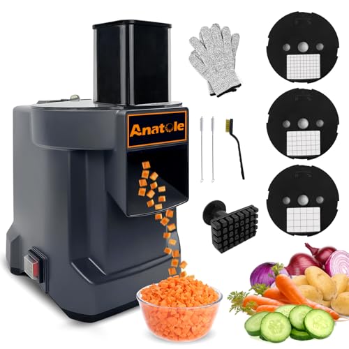 Anatole Electric Vegetable Dicer Chopper Commercial Food Processor 3 Blades