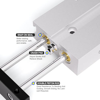 TAILONZ TN10-100 10mm x 100mm Double-Rod Cylinder - size: Bore:10mm Stroke:100MM