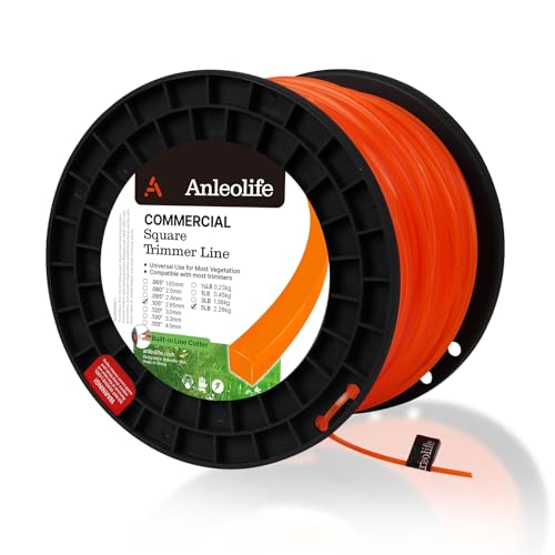 Anleolife .105" Commercial Square Heavy Duty Trimmer Line, 1038 ft 5 lb | Trimmer string for thick grass, tough weeds, edging, and property maintenance; square profile helps clean cuts and reloads - color: Commercial, size: 5lb .105"
