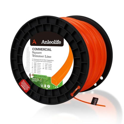 Anleolife .105" Commercial Square Heavy Duty Trimmer Line, 1038 ft 5 lb | Trimmer string for thick grass, tough weeds, edging, and property maintenance; square profile helps clean cuts and reloads - color: Commercial, size: 5lb .105"