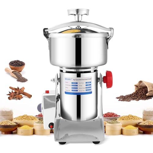 1000g Electric Grain Mill 36000r/min High-speed Grain Mill 2600W Superfine Powder Grinder Dry Grinder Machine 270° swingable Dry Material Grinding Machine 304 Stainless Steel herb grinder - size: 1000g