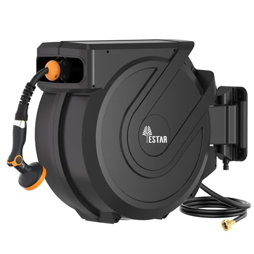 Retractable Garden Hose Reel 1/2 in x100 ft, Wall Mounted Hose Reel - size: 1/2"x100 ft