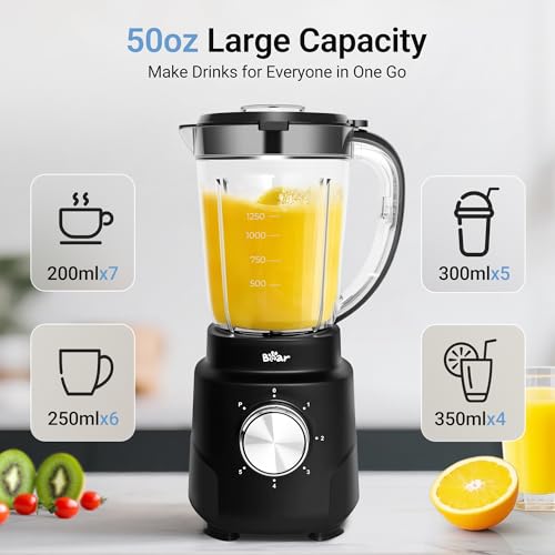 Bear 800W 6-Speed Blender, BPA-Free Smoothie Blender for Kitchen - style: 800W/6-Speed/50oz