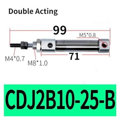 CDJ2B10-15-B Magnetic Stainless Steel Mini Cylinder Double Acting(CDJ2B10x25 B) - color: Cdj2b10x25 B