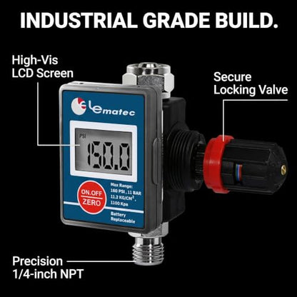 LE LEMATEC Digital Air Regulator for HVLP Paint & Spray Gun - style: Locking Valve Version