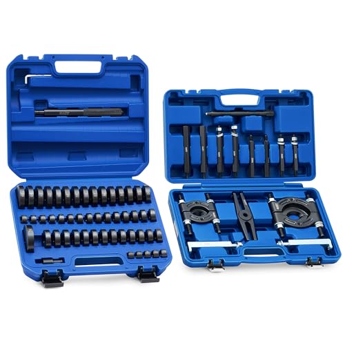 OMT Bushing Driver Tool & Bearing Press Kit, 5-Ton Bearing Puller Tool Set - color: Black Bearing Splitter Kit, size: 66pc Bearing Splitter & Bushing Driver Kit