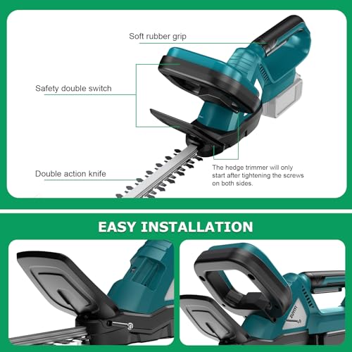 Cordless Hedge Trimmer for Makita 18V Battery, Electric Bush Trimmer