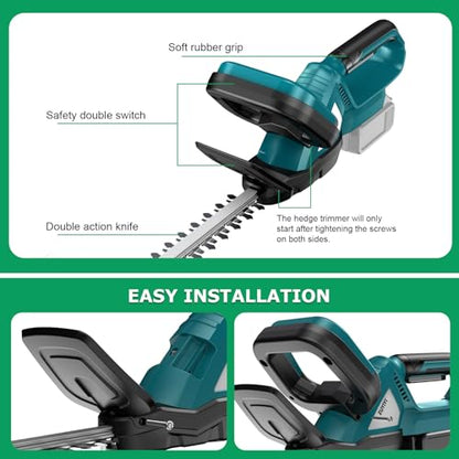 Cordless Hedge Trimmer for Makita 18V Battery, Electric Bush Trimmer