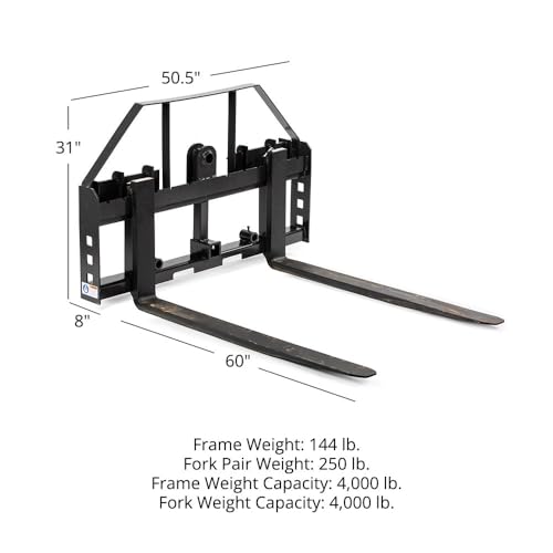 Titan Attachments Standard Series Skid Steer Pallet Fork Frame, 60 in - style: 60" Forks