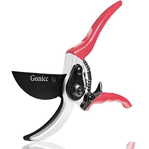 gonicc 8" Professional Sharp Bypass Pruning Shears (GPPS-1002) - color: Red Bypass Pruning Shears