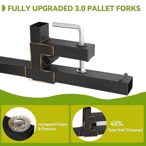 AUTOSAVER88 60" 2000lbs Clamp on Pallet Forks for Skid Steer Tractor Bucket