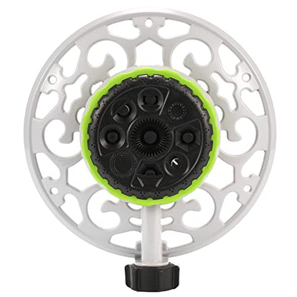 Turret Pattern Sprinkler, 8-Pattern Stationary Water Sprinkler on Metal Decorative Base for Watering Small and Large Yards, Lawns, Garden or Odd Shaped Areas