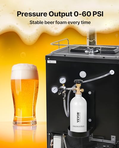 VEVOR CO2 탱크, 1.1kg(2.5파운드) 새로운 알루미늄 합금 실린더, 라이트 그레이 스프레이 코팅이 된 CO2 에어 탱크, CGA320 밸브 및 조절 가능한 압력, 생맥주 디스펜싱 및 소다 메이커용 DOT 승인 실린더 - size: 2.5 lbs