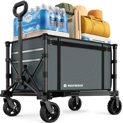 Collapsible Wagon with Wheels,120L Wagon Cart for Camping Groceries Beach - color: Gray