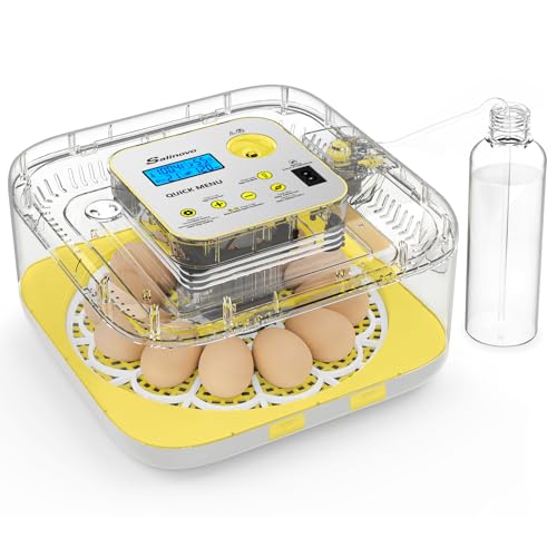 Sailnovo 12 Egg Incubators for Hatching Egg with Auto Humidification - color: Grey-White-Yellow, size: Hatch 12