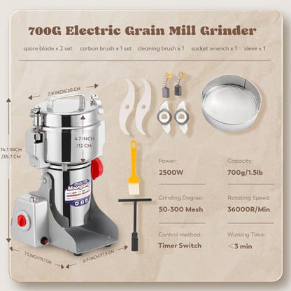 Moongiantgo Grain Mill Grinder Commercial Spice Grinder, 700g Swing, 110V - size: 700g Swing Type