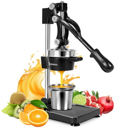 Cast Iron Manual Citrus Juicer Press, Heavy Duty Fruit Squeezer - color: Black