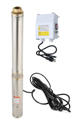 3" Deep Well Pump, 1HP 110v Submersible Well Pump with Control Box - style: 3" -1HP-110V-Brass