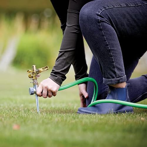 Impact Sprinklers for Yard, 360 Degree Rotating Adjustable Heavy Duty Pulsating Water Sprinkler Head with Aluminum Alloy Spike Base, for Lawn Patio Garden - color: Green