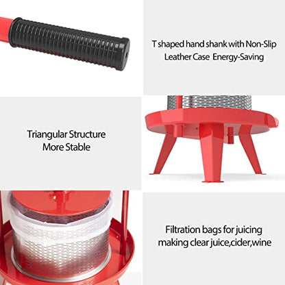 Fruit Wine Press and Crusher,100% Nature Apple&Grape&Berries Crusher Manual Juice Maker for Kitchen