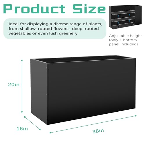 Montex Large Metal Rectangular Outdoor Planter Box, 38''L x16''Wx20''H - size: 38''L x 16''W x 20''H