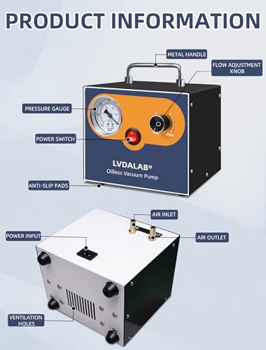Adjustable 15L/Min Oilless Diaphragm Lab Vacuum Pump, Filtration&Degassing