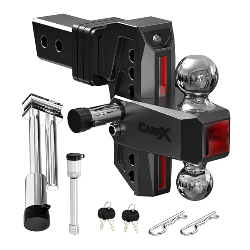 Adjustable Trailer Hitch Fits 2" Receiver 6-Inch Drop/Rise, Black - color: 2 inch Receiver-Black