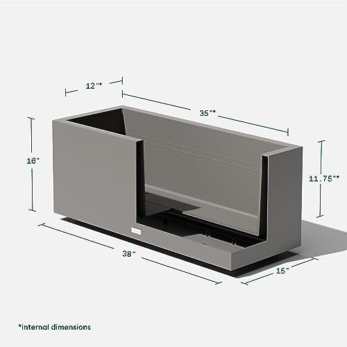 Veradek Block Series Long Box Planter - Rectangular Outdoor Planter - color: Gray, size: Large