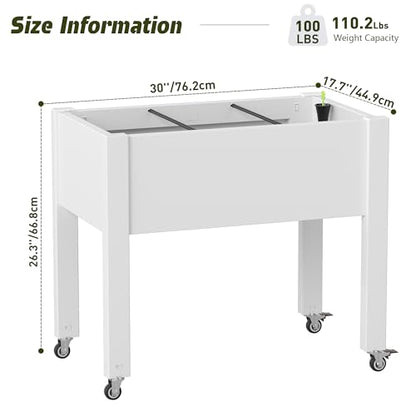 Raised Garden Bed with Wheels, Resin Elevated Planter Box, White - color: Medium Ashen, size: 26.3" H