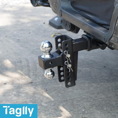 2" Adjustable Trailer Hitch - 22500 LBS, 2" & 2-5/16" Ball, Tow Drop Hitch