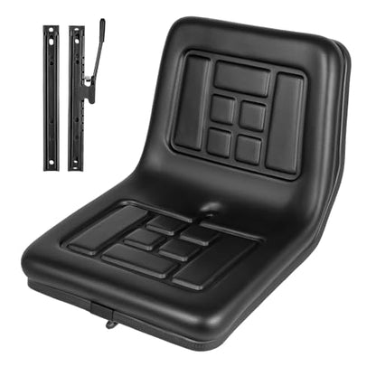 Universal Tractor Seat - Adjustable PVC Leather, High Back Replacement for Tractors, Forklifts, Riding Mowers - Ergonomic Design, High Compatibility, Black