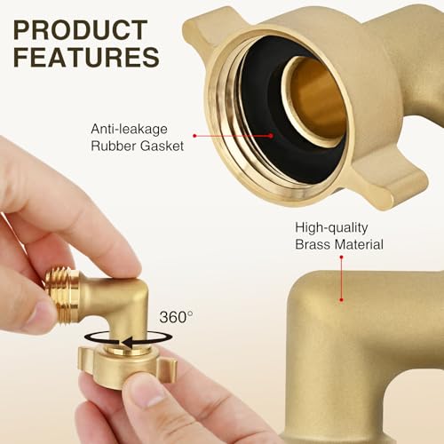 Nilight 90 Degree Hose Elbow, 3/4" Brass Water Connector for RV Camper - size: 90 Degree Hose Elbow