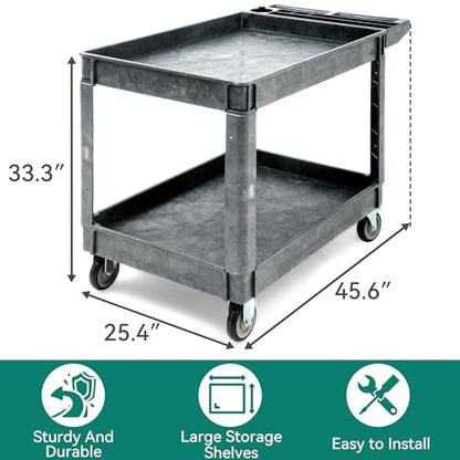 YITAHOME 2 Tier Heavy Duty Plastic Utility Cart 45 x 25 Inch, Grey - color: Gray