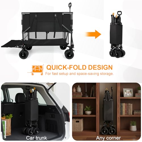 Double Decker Wagon Heavy Duty Collapsible, 600LBS 400L Capacity