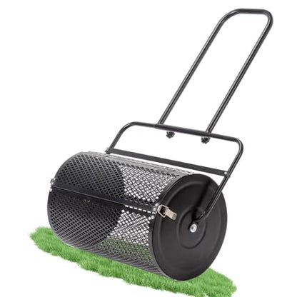 VINGLI Compost Spreader, Peat Moss Spreader with Height Adjustable Handle, T Shaped Handle Peat Moss Roller, Seed Spreader for Lawn Backyard Outdoor (24“ -Black U Shape) - size: 24“ -Black U shape