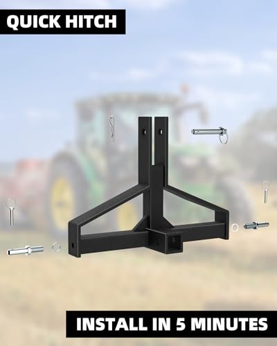 GARVEE 3 Point Hitch Receiver, Quick Trailer Hitch Attachments for Category 1 Tractor Drawba