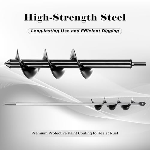 Auger Drill Bit for Planting 2 Pack,1.6x16 inch&3.5x16 inch,Auger Drill Bit Suitable for 3/8'' Hex Drill Driver,Garden Spiral Hole and Planter for Bulbs,Fence Posts,and Umbrella Holes - size: 1.6x16+3.5x16 inch